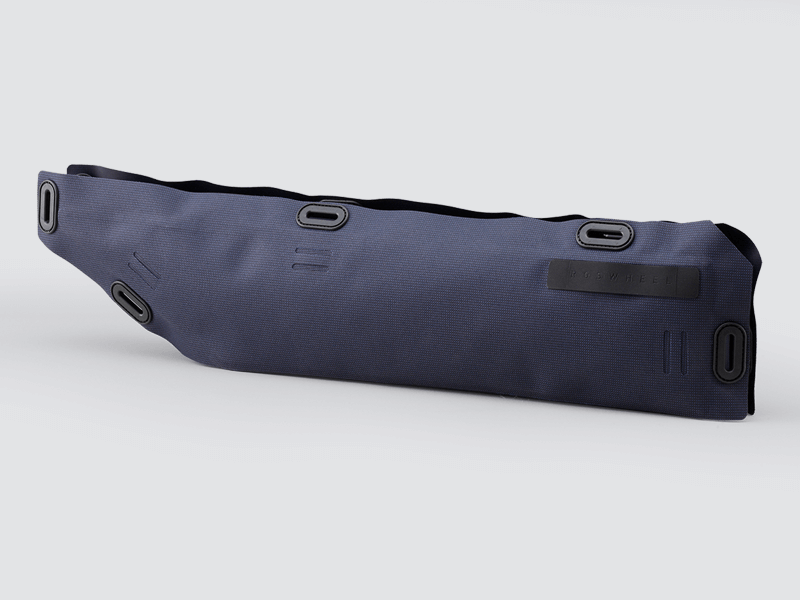 Off-Road Frame Bag Large with a pencil design, featuring waterproof fabric and a YKK™ zipper for secure storage of heavy gear.