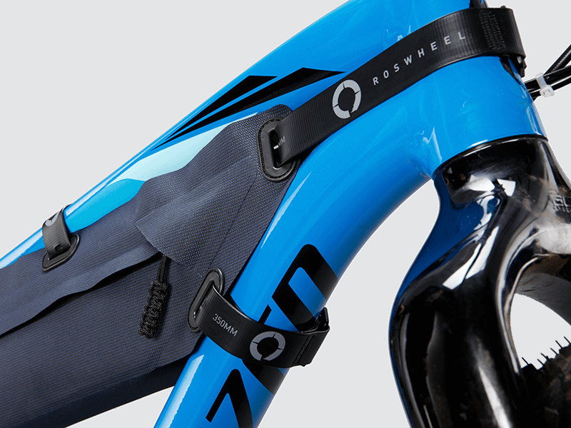 Off-Road Frame Bag Large with a pencil design, featuring waterproof fabric and a YKK™ zipper for secure storage of heavy gear.