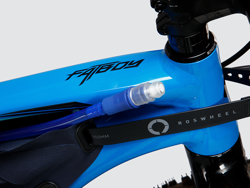 Off-Road Frame Bag Small designed in a pencil style to hold heavy equipment securely, featuring waterproof fabric, strong YKK™ zipper, and cable/hydration port for convenience.