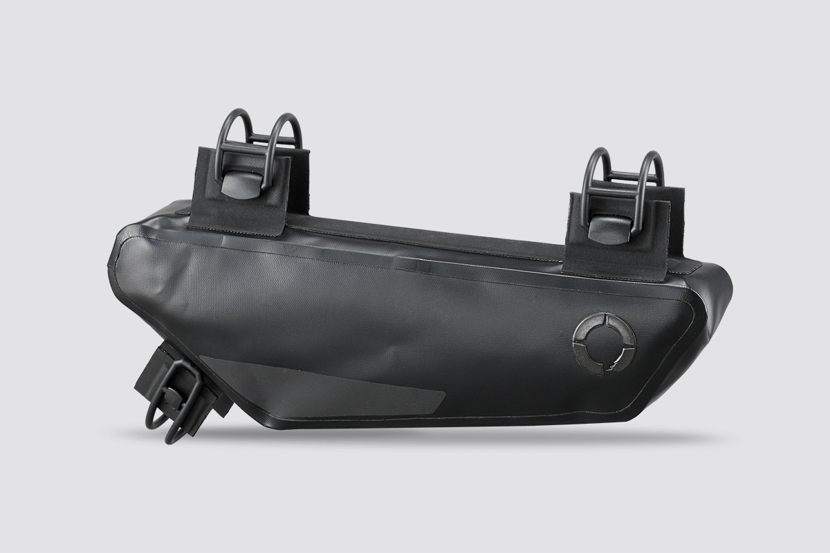 Road Frame Bag XSmall designed for weight distribution and easy access to small items, featuring 'Fast-Fix' straps, reflective areas, and lightweight construction.