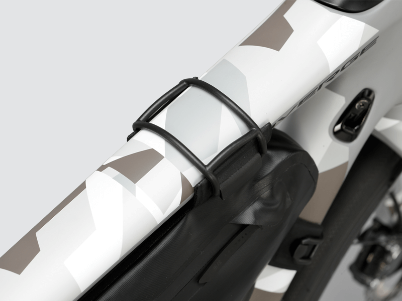 Road Frame Bag XSmall designed for weight distribution and easy access to small items, featuring 'Fast-Fix' straps, reflective areas, and lightweight construction.