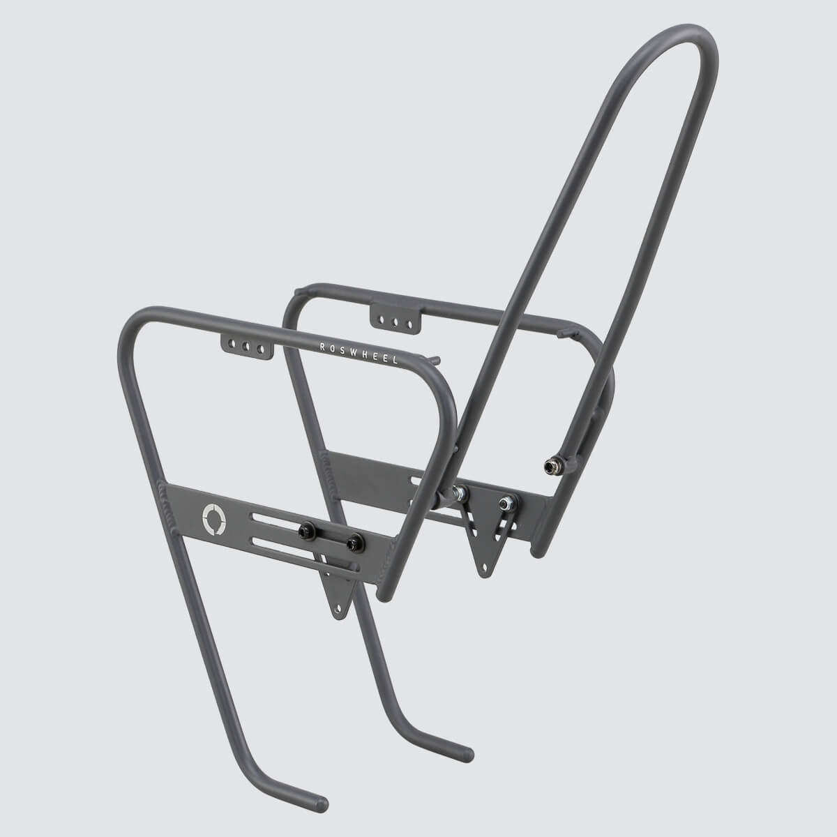 Tour front rack for balanced load carrying, compatible with most disc brake bikes and forks.